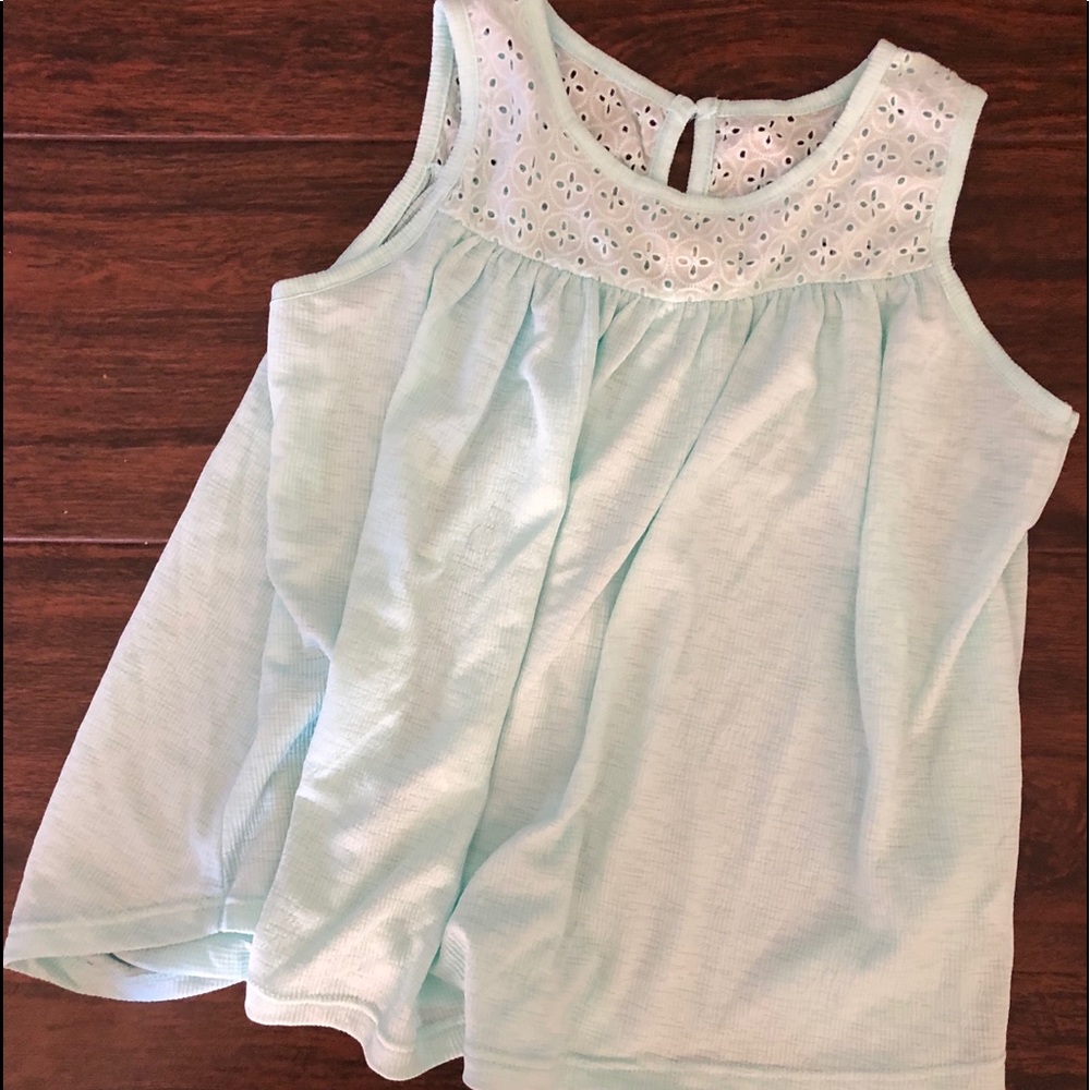 Mint green little girls tank top